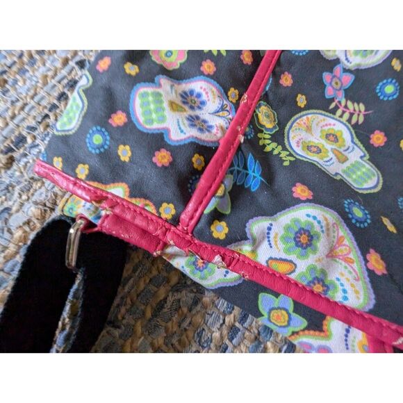 Vtg Unionbay Sugar Skull Book Bag Tote Day Of The Dead Dia De Muertos Goth Blue - Picture 12 of 15